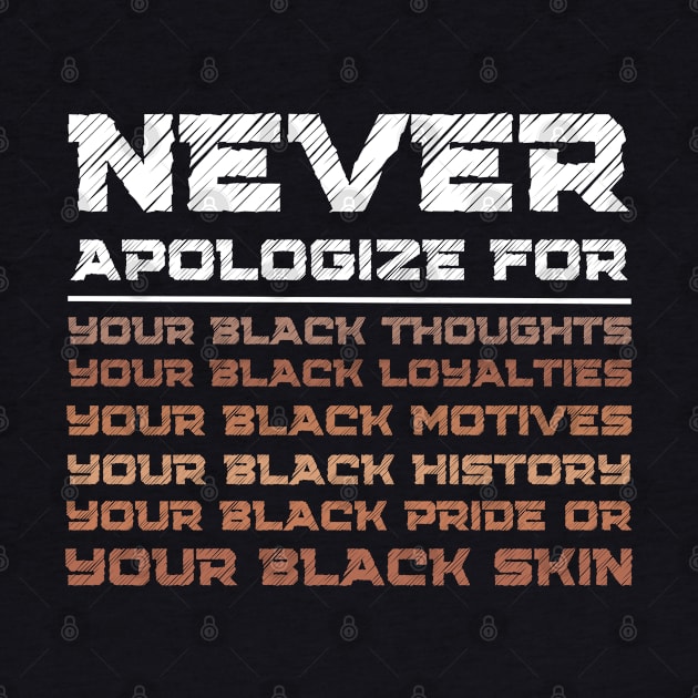 Never Apologize Black History Month BLM Melanin Pride Afro Proud by JustBeSatisfied